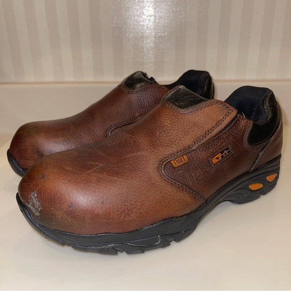 Thorogood Composite Safety Toe Slip-On Brown Leather Oxford Shoe Unisex - Picture 4 of 16